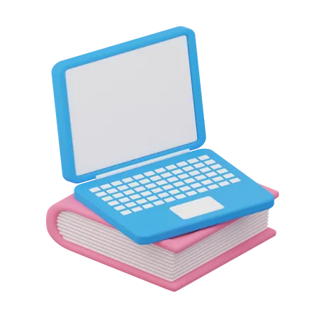 Laptop And Book  3D Icon
