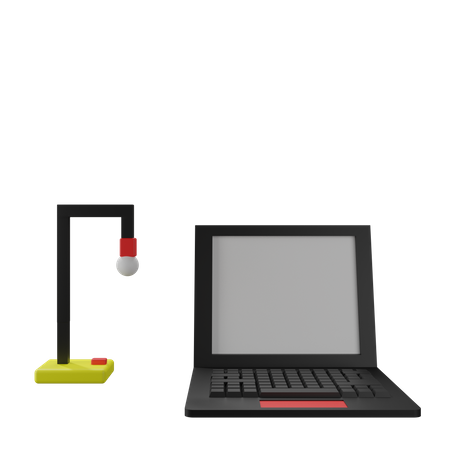 Laptop And Lamp  3D Icon