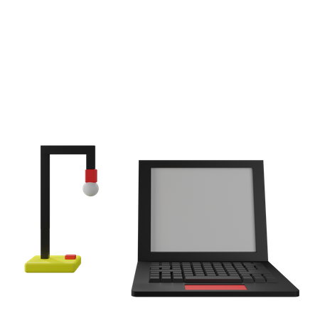 Laptop And Lamp  3D Icon