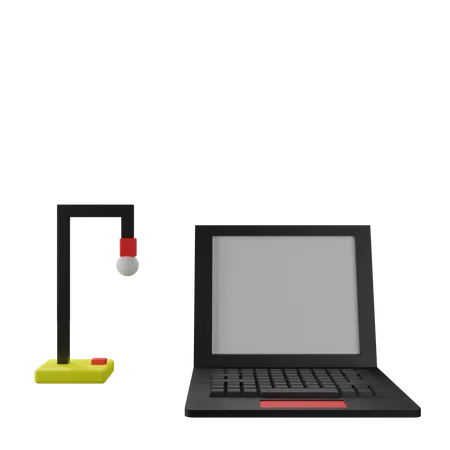 Laptop And Lamp  3D Icon