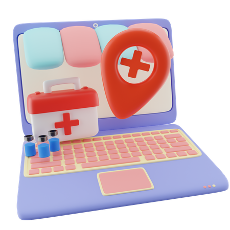 Laptop and Medicine  3D Icon