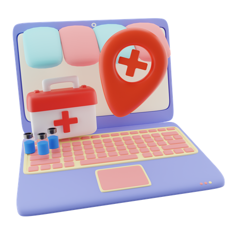 Laptop and Medicine  3D Illustration