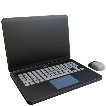 Laptop And Mouse 3 D Illustration With Transparent Background 3D Icon