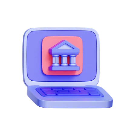 Laptop Banking Interface  3D Icon