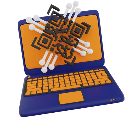 Laptop Barcode Protection 3 D Icon 3D Icon