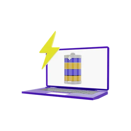 Laptop Battery Saving  3D Illustration