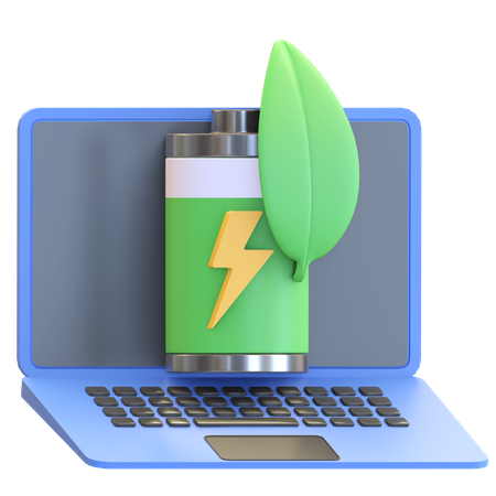 Laptop battery saving  3D Illustration