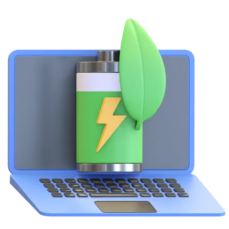 Laptop battery saving  3D Illustration