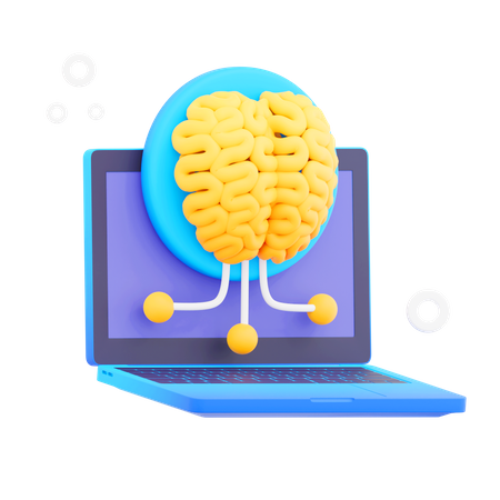 Laptop Brain Illustrations  3D Icon