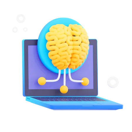 Laptop Brain Illustrations  3D Icon