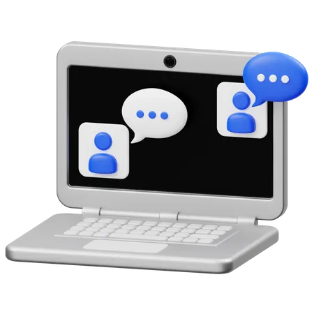 Laptop Chat 3D Icon