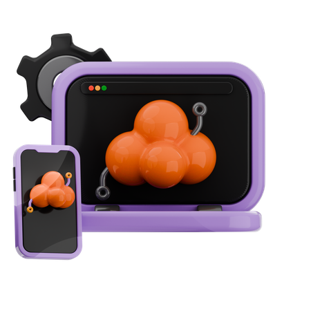 Laptop Cloud  3D Icon