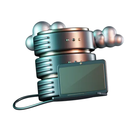 Laptop Cloud Database  3D Icon