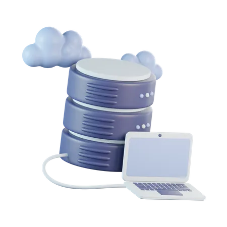 Laptop Cloud Database  3D Icon