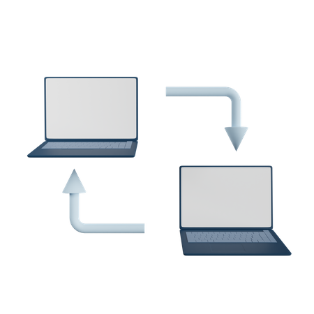 Laptop Data Transfer  3D Illustration