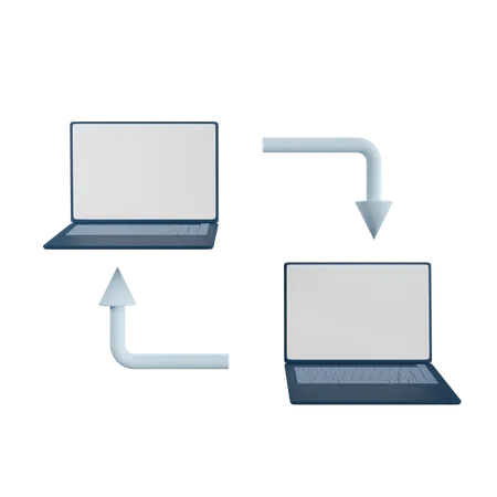 Laptop Data Transfer  3D Illustration