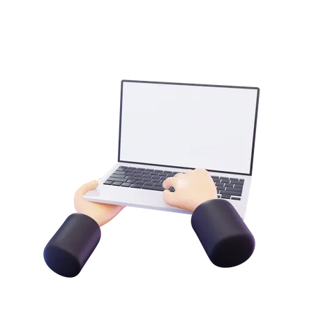 Mão segurando laptop  3D Icon