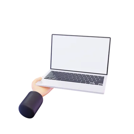 Mão segurando laptop  3D Icon