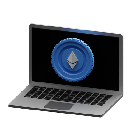 Laptop de negociação ethereum  3D Illustration