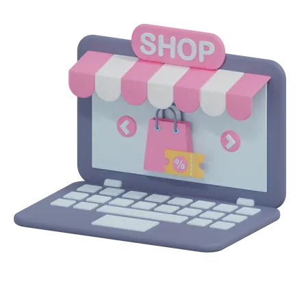 Laptop Ecommerce  3D Icon