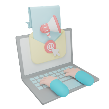 Laptop Email Marketing  3D Icon