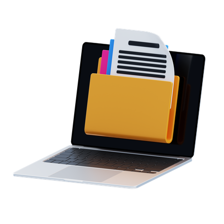 Laptop Files  3D Icon