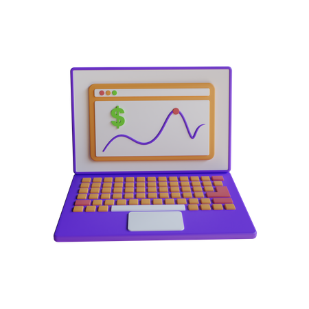 Laptop Finance  3D Icon