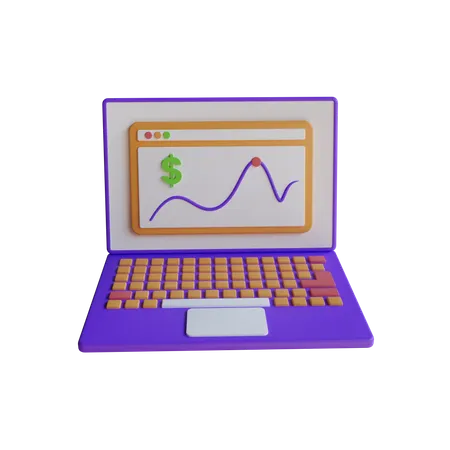 Laptop Finance  3D Icon