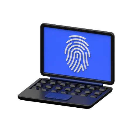 Laptop Fingerprint 3 D Icon Symbolizing Biometric Security Authentication And Access Control Ensuring Privacy And Protection Of Digital Data 3D Icon