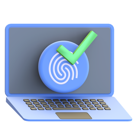 Laptop fingerprint login  3D Illustration