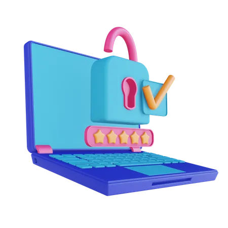 Login do laptop com sucesso  3D Illustration