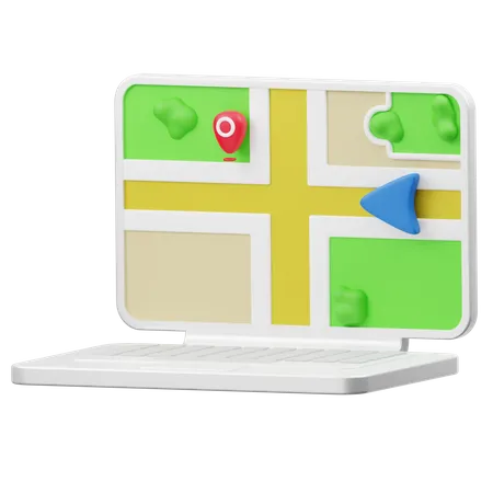Laptop Map  3D Icon