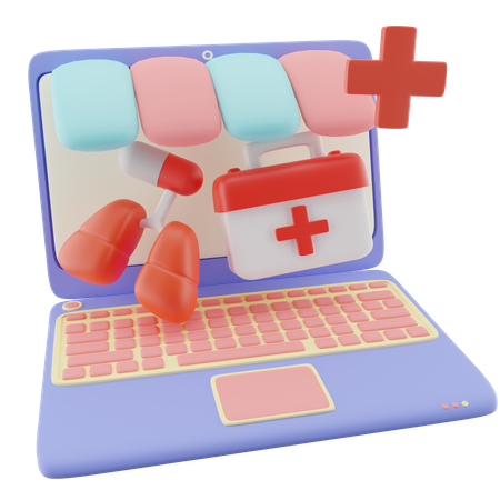 Laptop medical Equipment 3D Illustration