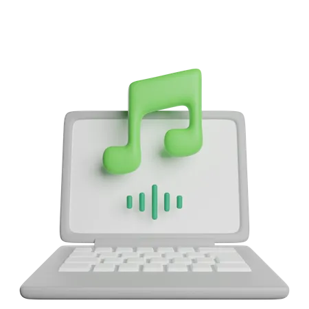Laptop Music  3D Icon
