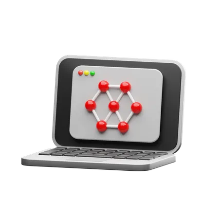A Smooth Laptop With A Network On The Screen 3D Illustration