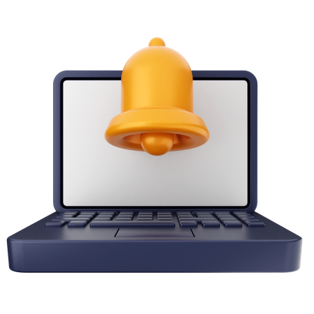 Laptop Notification Bell  3D Icon