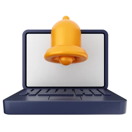 Laptop Notification Bell  3D Icon