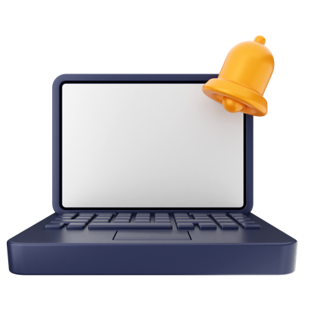 Laptop Notification Bell  3D Icon