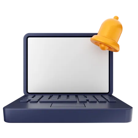 Laptop Notification Bell  3D Icon