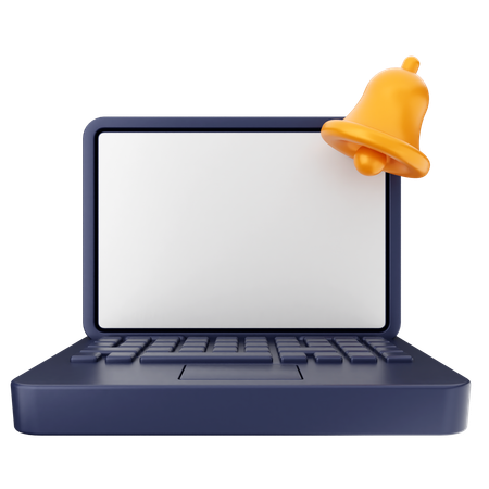 Laptop Notification Bell  3D Icon