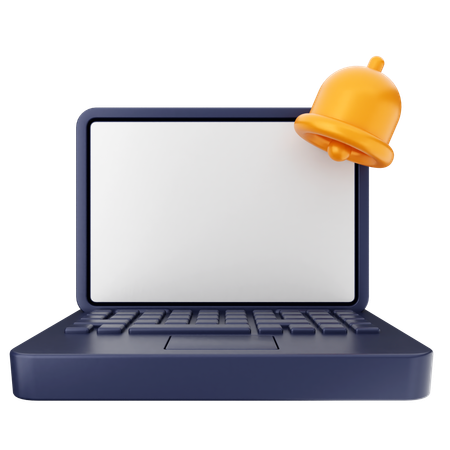 Laptop Notification Bell  3D Icon