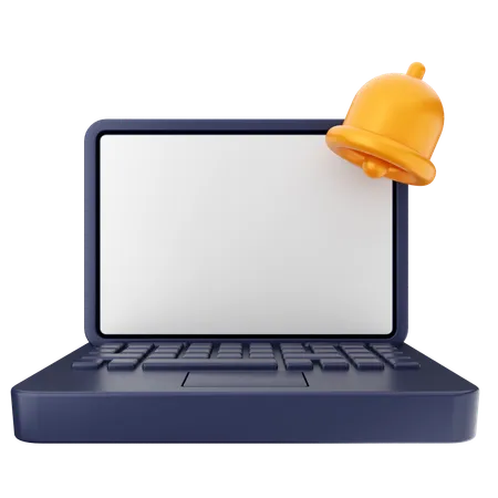 Laptop Notification Bell  3D Icon