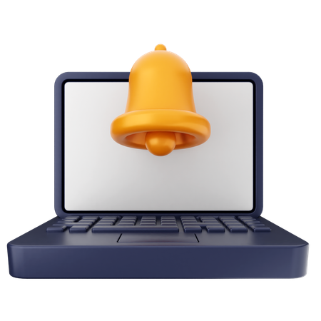 Laptop Notification Bell  3D Icon