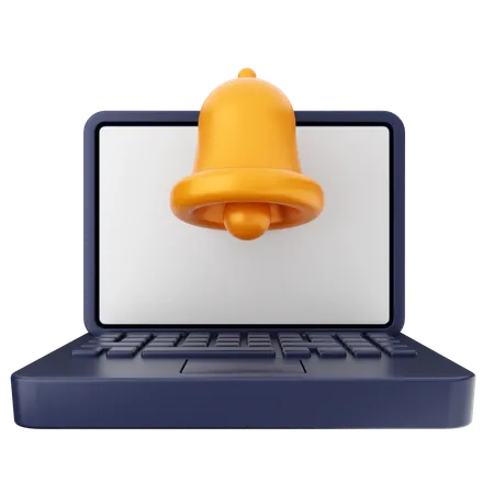 Laptop Notification Bell  3D Icon