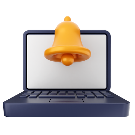 Laptop Notification Bell  3D Icon