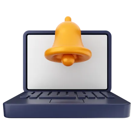 Laptop Notification Bell  3D Icon