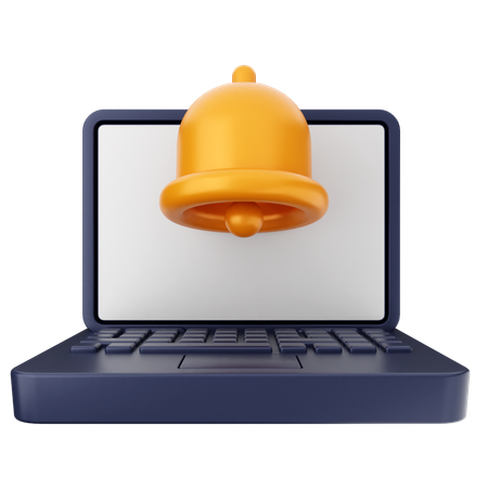 Laptop Notification Bell  3D Icon