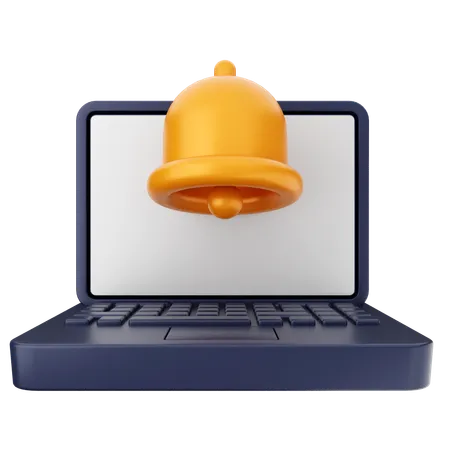 Laptop Notification Bell  3D Icon