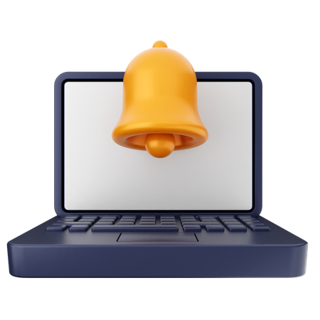 Laptop Notification Bell  3D Icon