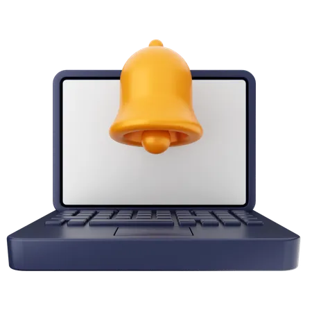 Laptop Notification Bell  3D Icon